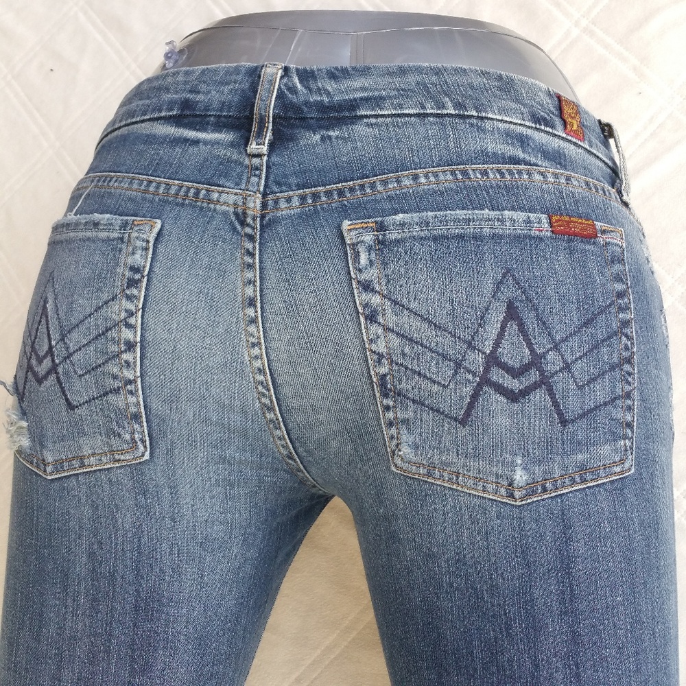 7FAM A Pocket Size 32 Low Rise Flare Jeans 35 x 34